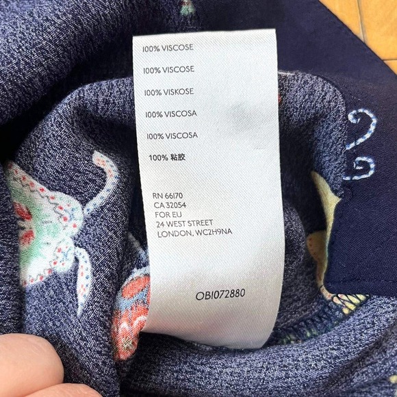 Maeve Anthropologie Navy Butterfly Print Button Tie Waist Midi Shirt Dress Large - Picture 10 of 11